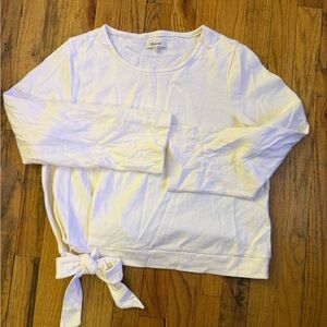 Madewell White Long Sleeve Top with Side Tie